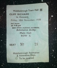 Cliff Richard Concert Ticket