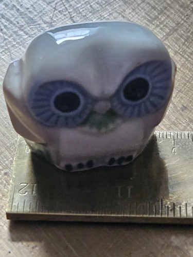 Small ceramic owl - blue, and