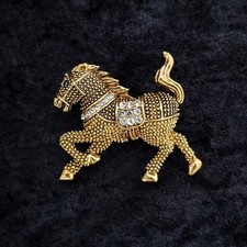 Running Horse Brooch Gold Tone