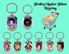 RETRO MUSIC ACTS METAL KEYRING TROLLEY COIN LOCKER GYM TOKEN GIFT MUM DAD FRIEND