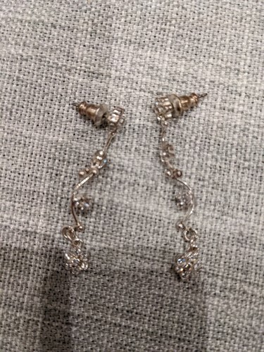 Flower diamonté drop earrings - diamonté,