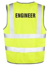 Men's Printed Hi-Viz Vests Yellow/Orange ENGINEER,SECURITY,FIRST AIDER,VISITOR