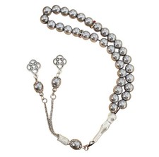 33 beads 8mm Silver Onyx Prayer Beads Islamic Tasbih Turkey Jewellery