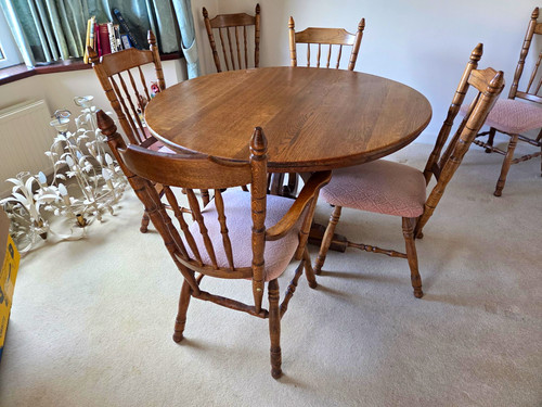 Round medium wood dining table - round,