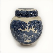 Masons VISTA ~ Ironstone Ginger Jar Blue & White with Lid storage cottagecore