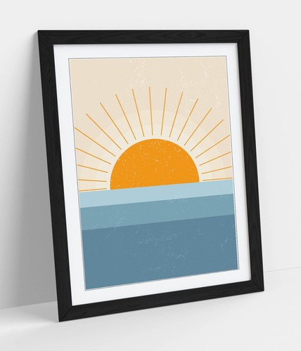 Orange sunset over blue - sunset, sea