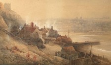 Frederick William Booty Original Antique Watercolour Henrietta Street Whitby