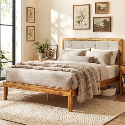 Double size wooden bed frame - wooden,