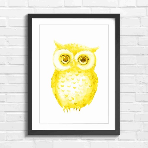 Whimsical brown owl - brown, artwork
