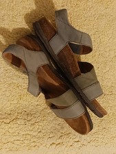 Hotter Orlene Sandals Size  UK 8, New Wide Fit Brown Blue Leather Adjustable