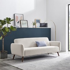 **Seconds** Teddy White Boucle 3 Seater Sofa Post Modern