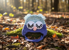 Crochet Baby  Hat -  Sleepy Owl   - Size  New Born.
