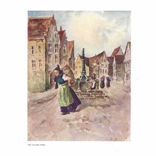 GERMANY A Village Pump - Antique Print 1909