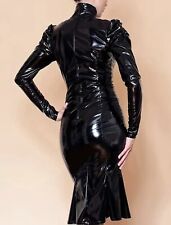 Female Fetish PVC Type Shiny Dress in Classic Black. Size 18