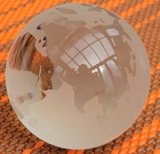 World Globe Crystal Glass Paperweight Earth 2.75" Office Desk Gift John Lewis