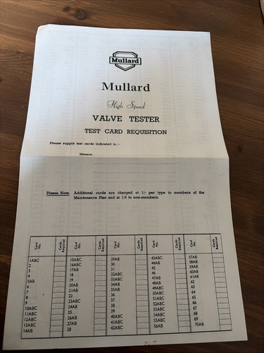 Mullard high speed - speed, valve