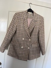 Primark Brown Pink Gingham Blazer Jacket Size 12