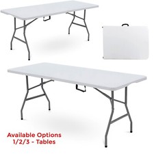 6FT CATERING CAMPING HEAVY DUTY FOLDING TRESTLE TABLE PICNIC BBQ PARTY