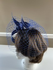 Hatinator Philip Treacy Original Evening New   Royal Blue On Hairband With Net