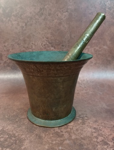 Vtg brass mortar pestle - brass, &