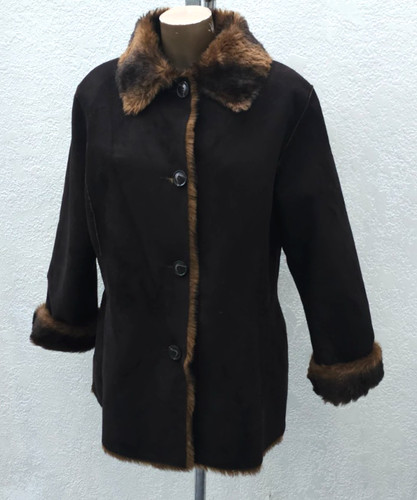 Brown faux sheepskin - faux, fur
