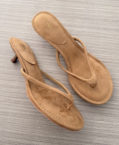 Tan suede kitten heel sandals - tan,