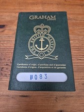 Genuine GRAHAM Watch Passport Cerificate of Origin Guarantee Chronofighter 