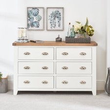 Cheshire White Large Wide 6 Drawer Chest of Drawers-SLIGHT SECONDS - CW11-F390