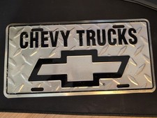 Metal Novelty License Plate CHEVY TRUCKS Diamond Plate Chevrolet Logo Tag #2457
