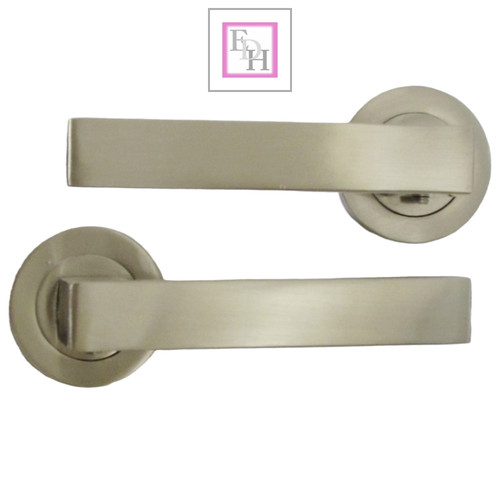 Satin nickel square lever - satin, on