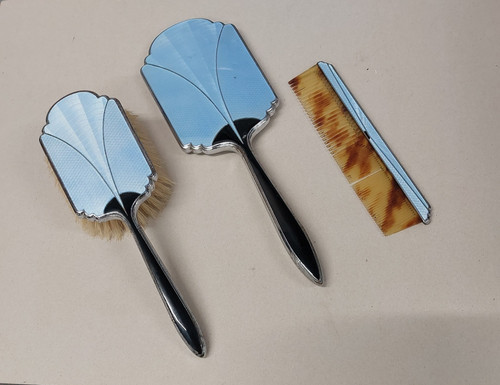 Art deco blue guilloche - deco, enamel