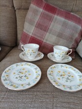 Colclough Tea Cups And Saucers And Side Plates X2 Yellow Floral