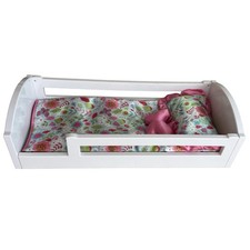 Doll Bed White Floral Bedding