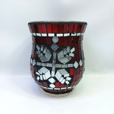 Ruby red and silver mosaic - red,