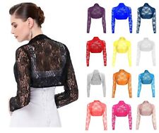 Ladies Stretchy Lace Cropped Bolero Shrug Women Sheer Party Open Top Size 8-26