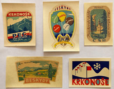 Original Vintage Luggage Labels MOUNTAINS - NATURE - CZECHOSLOVAKIA - 6pcs