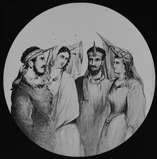 BIBLE MANNERS & CUSTOMS NO21 HORN HEADWEAR Magic Lantern Slide C1888 FASHION