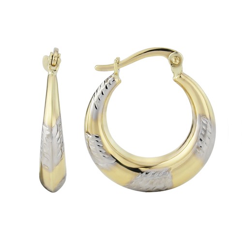 9ct gold creole earrings - gold, white