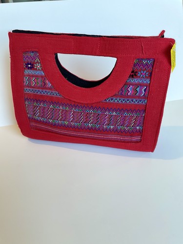 Guatemalan huipil clutch red - huipil,