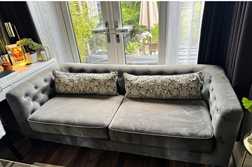 Grey velvet seater sofa - velvet, 2-seater