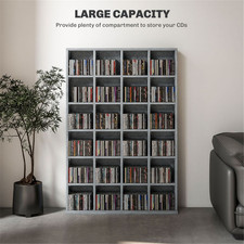 Cement Grey Particleboard Bookcase Cabinet 89W x 20D x 130.5Hcm Storage Unit