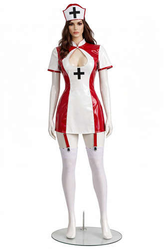 Ladies red and white - white, pvc