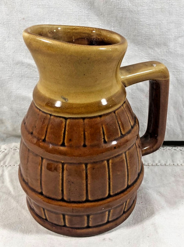 Vintage barrel ceramic pitcher - barrel,