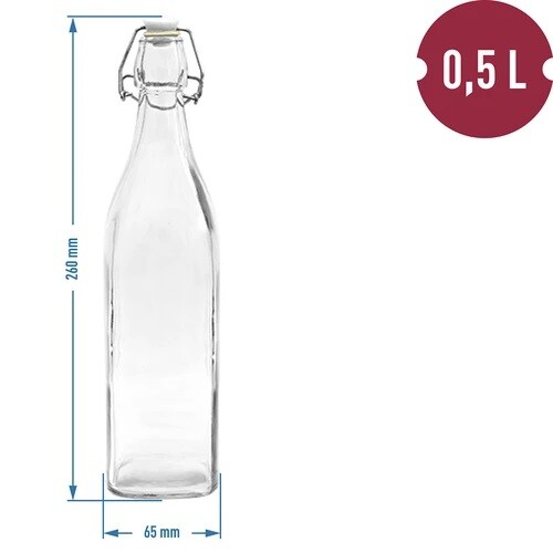 Square glass bottles swing top - square,