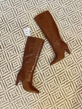 Zara Tan Brown Leather Mid Heel Knee High Boots UK5 EU38 US7.5 # 968