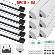 6 pack LED Aluminium Channel Profile 3.3ft Extrusion Diffuser Strip Lights Cover