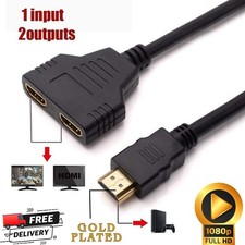 HDMI Splitter Adapter Cable 1 Input 2 Output for Office monitor pc laptop 1080p