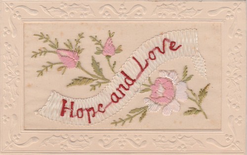 Greetings silk postcard hope - silk,
