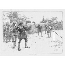 TENNIS Old English Sports - Antique Print 1892