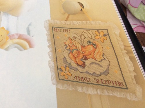 Sleeping angel cross stitch - cross,